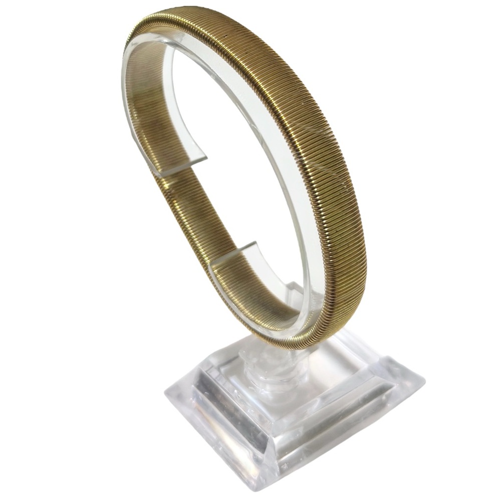 Vintage Gold Tone Stretch Metal Bangle Bracelet Estate Jewelry